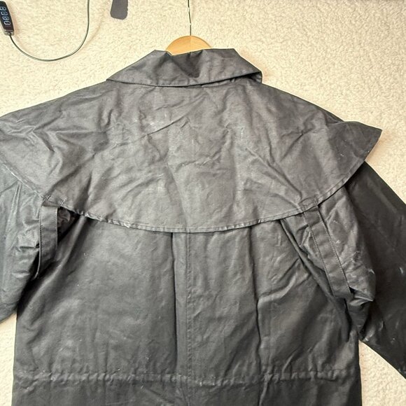 Outback Trading Co Bush Trader Duster Coat Black Medium Waxed Oilskin Western - Picture 13 of 15